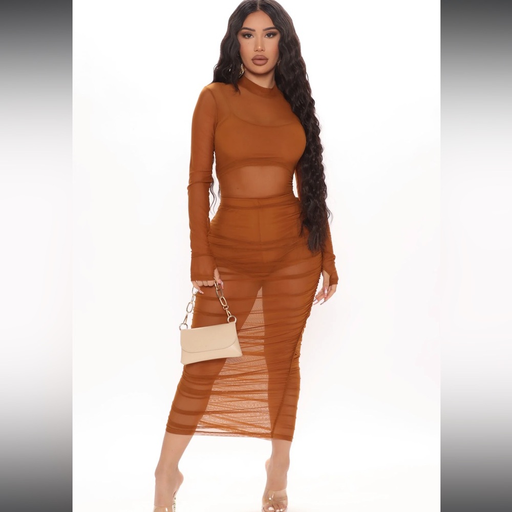 Brown sheer dress